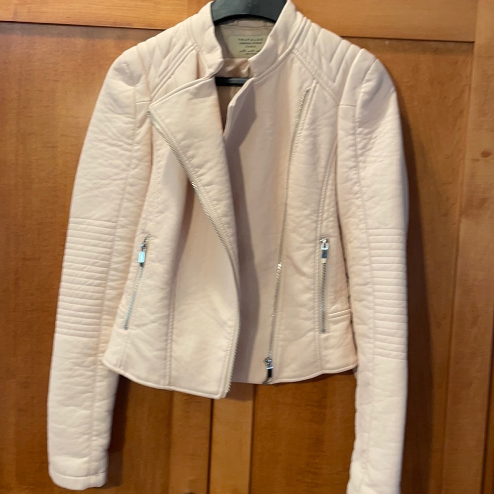 Zara baby pink motorcycle jacket